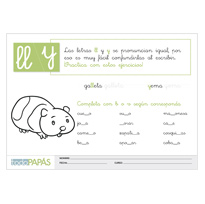Plantillas escritura letra LL y Y cobaya
