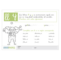 Plantillas escritura letra LL y Y payaso