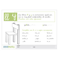 Plantillas escritura letra LL y Y silla