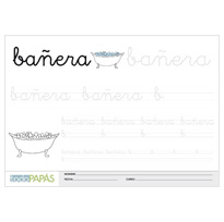 Plantillas escritura palabras bañera