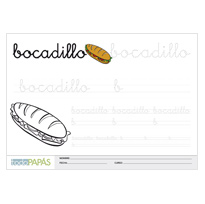 Plantillas escritura palabras bocadillo