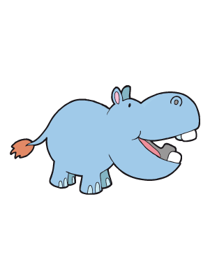 Colorea dibujos de animales - Hipopotamo azul
