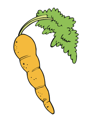 Colorea dibujos de comida - Zanahoria revoltosa
