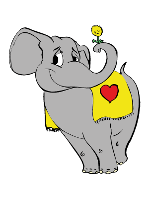 Colorea dibujos de corazones - Elefante enamorado