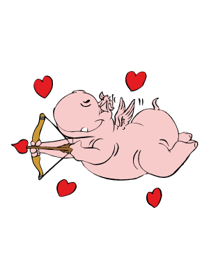 Colorea dibujos de corazones - Cupido regordete