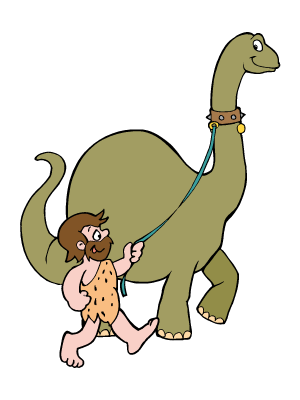 Colorea dibujos de dinosaurios - Cavernicola con mascota