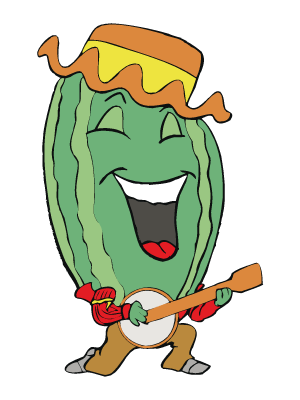 Colorea dibujos de frutas - Sandia mariachi