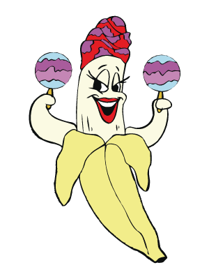 Colorea dibujos de frutas - Platano de parranda