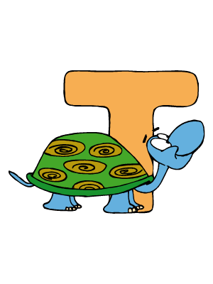 Colorea dibujos de letras - Tortuga veloz