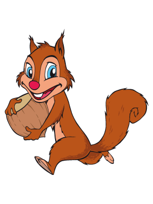Colorea dibujos de mascotas - Ardillita listilla