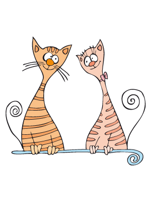 Colorea dibujos de mascotas - Gaticos equilibristas
