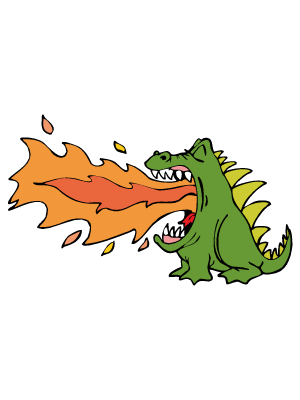 Colorea dibujos de monstruos - Dragón con ardor de estómago