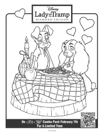 Colorea dibujos de Peliculas infantiles - La Dama y el Vagabundo comiendo