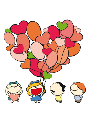 Colorea dibujos de corazones - Globos de corazones
