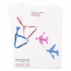 Camiseta Aviones Rosa y Azul para Mamá de Mara García