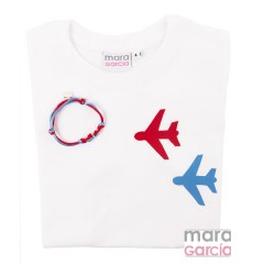 Camiseta Aviones Rojo y Azul para Mamá de Mara García