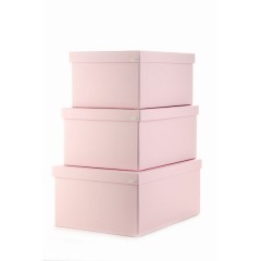 Juego de 3 cajas roperas rosa topito blanco de Cartródisseny