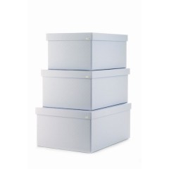 Juego de 3 cajas roperas azul topito blanco de Cartródisseny