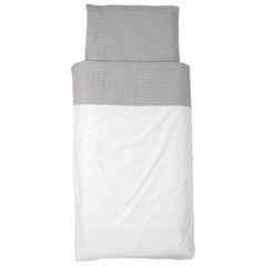 Funda nórdica y funda de almohada (120 x 60 cm) waffle gris/blanco de asalvo