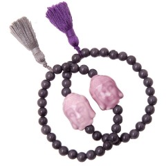 Pulsera buda con bola y pompón morado (col. Bali) de Mara García