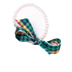 Pulsera de perlas Swarosvky y lazo verde (col. Bali) de Mara García