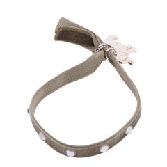 Pulsera elástica terciopelo con swarosvky y perrito gris (col. Bali) de Mara García