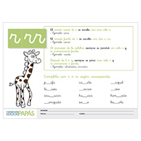 Fichas Sobre La Regla De Ortografia En Espanol De Las Letras R Y Rr Palabra Jirafa Todopapas