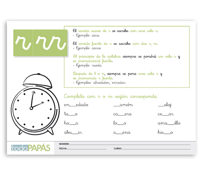 Fichas Sobre La Regla De Ortografia En Espanol De Las Letras R Y Rr Palabra Reloj Todopapas Fichas Sobre La Regla De Ortografia En Espanol De Las Letras R Y Rr Palabra Reloj Todopapas