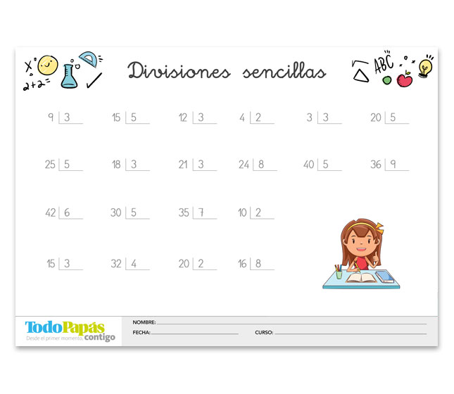 Ficha 1 de divisiones sencillas - TodoPapás