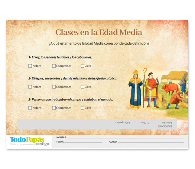 Ficha para descargar sobre las clases de la Edad Media