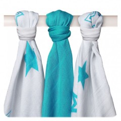 Muselina Bambú Star Turquoise 70x70 3und de Xkko