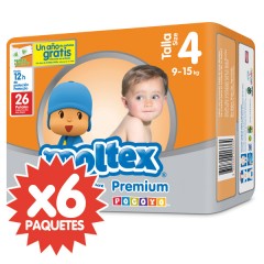 156 Pañales T4 Premium Grande 9-15 Kg de Moltex